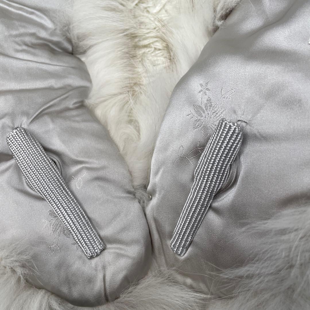 極美品✨ SAGAFOX 高級白銀ブルーフォックスショール 本毛皮 白系