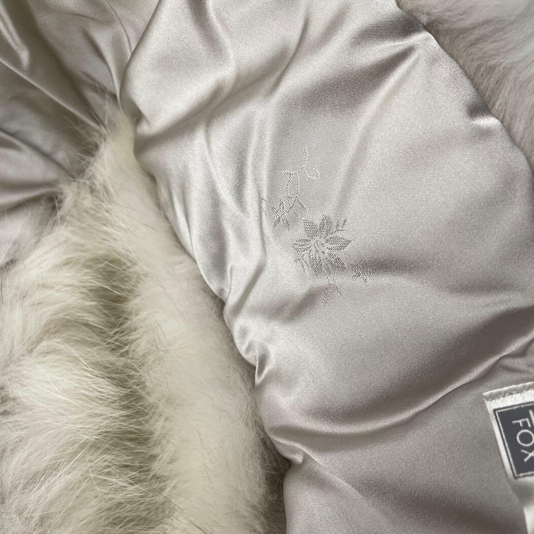極美品✨ SAGAFOX 高級白銀ブルーフォックスショール 本毛皮 白系