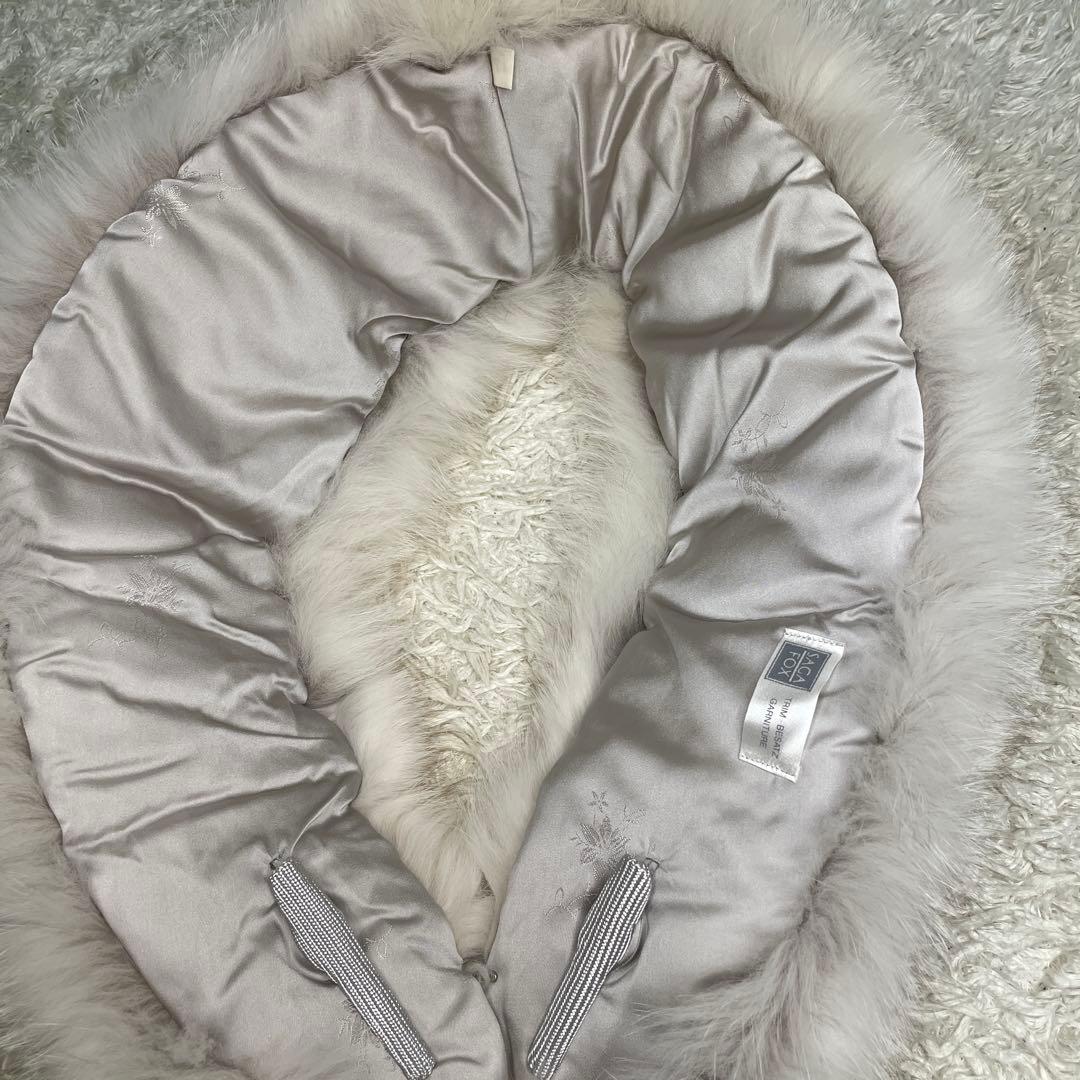 極美品✨ SAGAFOX 高級白銀ブルーフォックスショール 本毛皮 白系