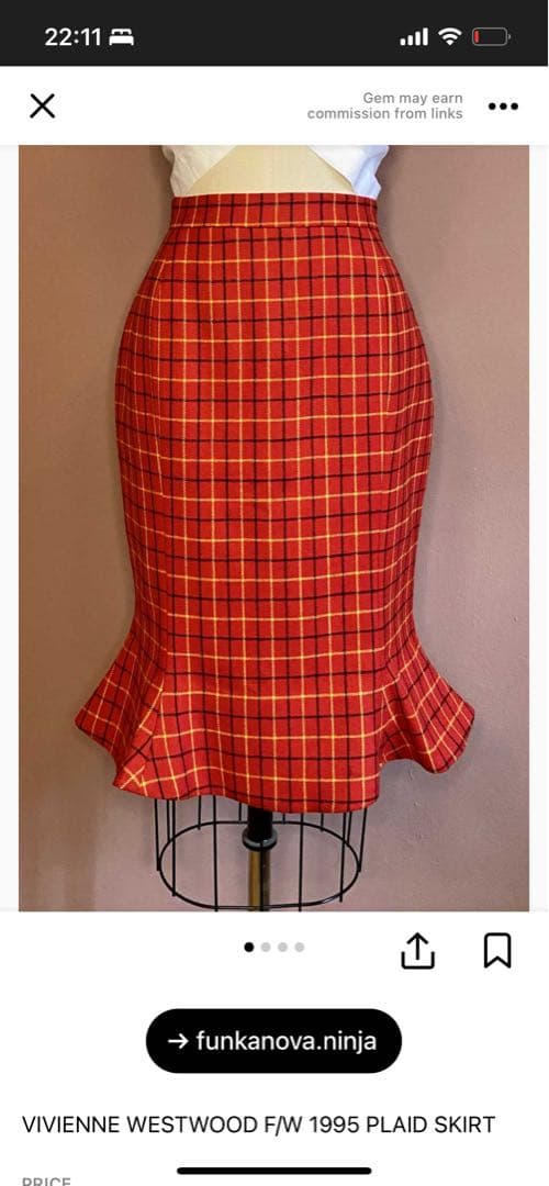 Vivienne Westwood1995年チェック柄スカート UK10 値下げ