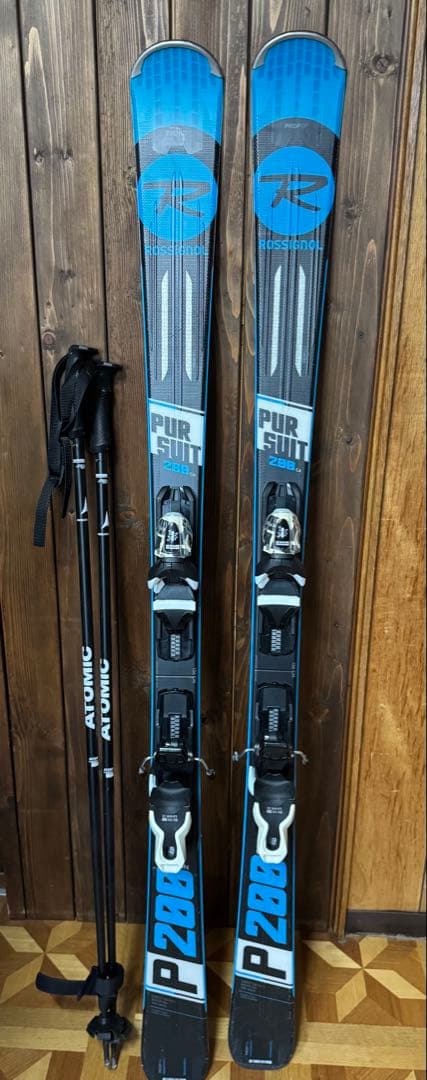 ロシニョールスキー板156とatomicポールセット