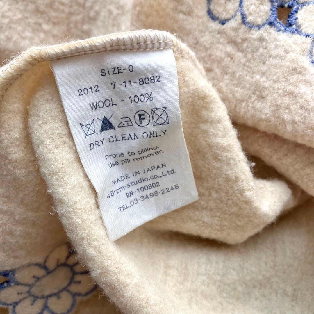 45R 縮絨ウール 裾刺繍 オーバーサイズチュニックプルオーバー トップス