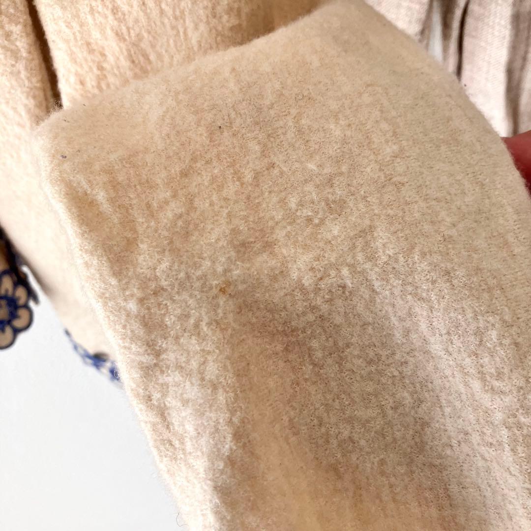 45R 縮絨ウール 裾刺繍 オーバーサイズチュニックプルオーバー トップス