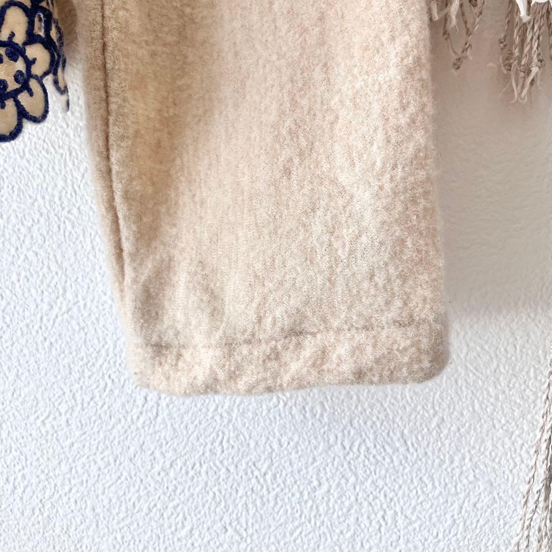 45R 縮絨ウール 裾刺繍 オーバーサイズチュニックプルオーバー トップス