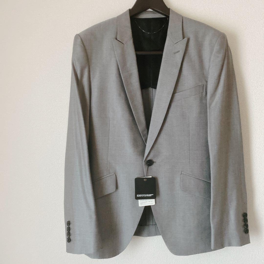 新品未使用タグ付き シルク混 5351プルーレスオムファム グレースーツ4