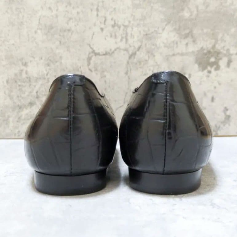 【美品】PELLICO フラットシューズ クロコ ソフト Vカット レザー 36