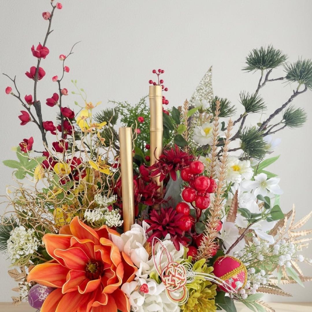 門松 LLサイズ 豪華絢爛 迎春プレミアムアレンジメント 商業用正月飾り 造花