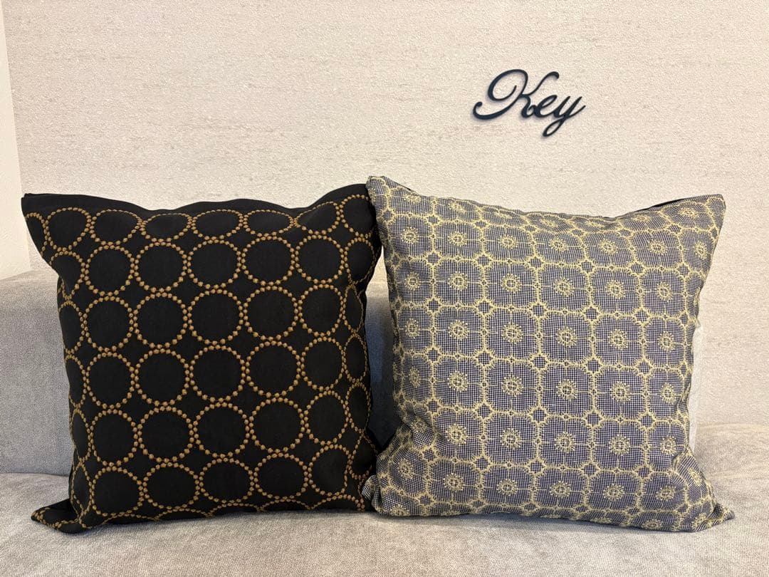 ミナペルホネンハンドメイドクッションカバー★タンバリンdop ブラックマスタード