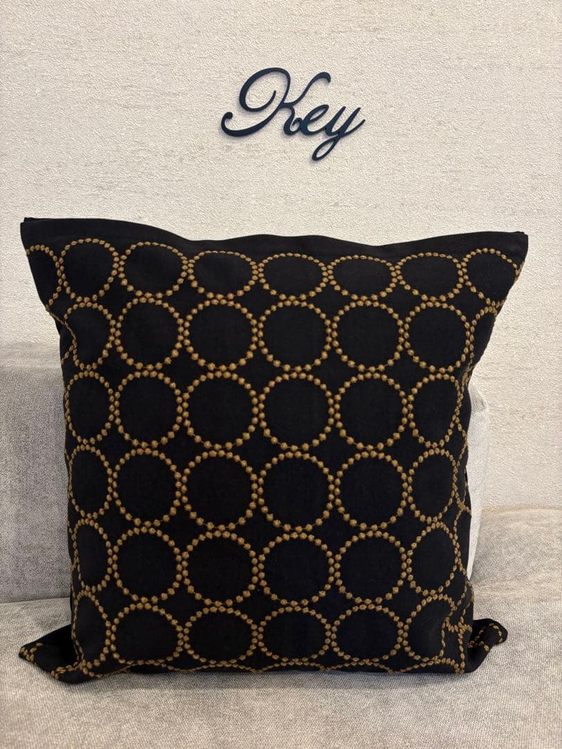 ミナペルホネンハンドメイドクッションカバー★タンバリンdop ブラックマスタード