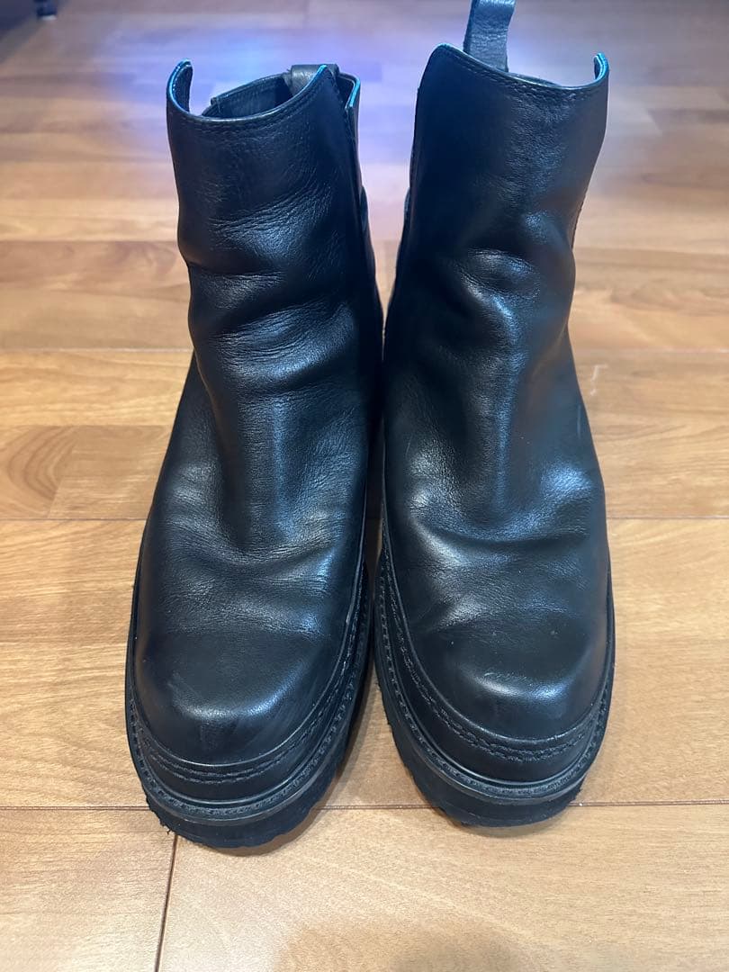 zucca 黒 レザー サイドゴアブーツ 厚底