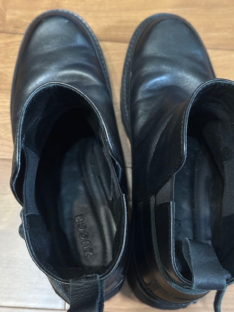 zucca 黒 レザー サイドゴアブーツ 厚底