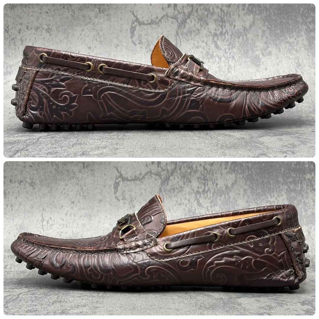 希少 エトロ ドライビングシューズ ペガソ ペイズリー レザー ビットローファー