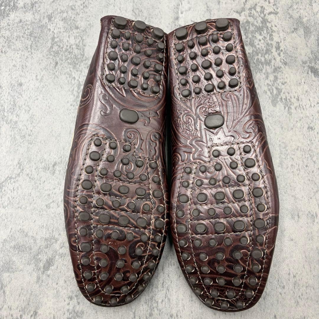 希少 エトロ ドライビングシューズ ペガソ ペイズリー レザー ビットローファー