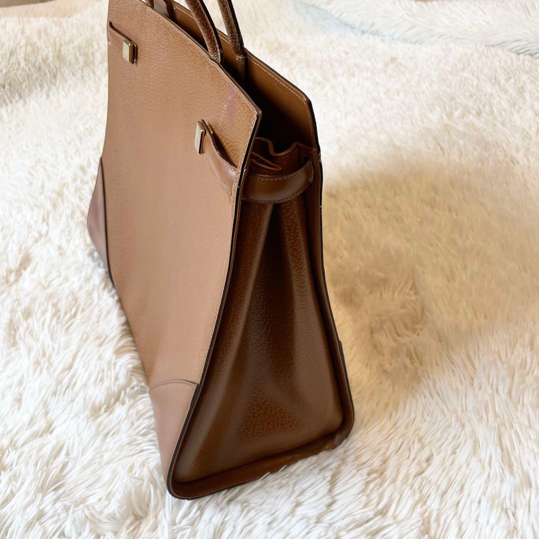 バッグ Max Mara Leather Tote Bag Brown Camel A4