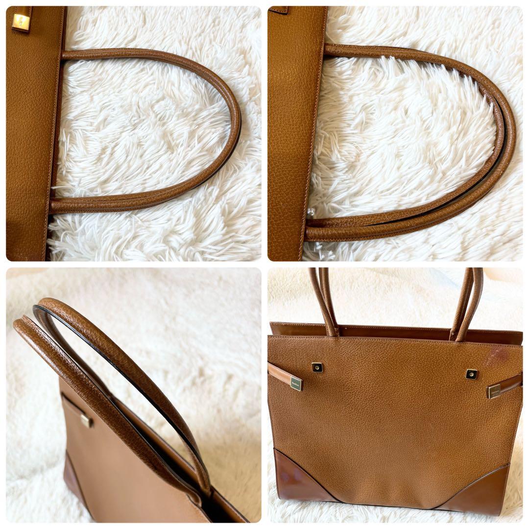 バッグ Max Mara Leather Tote Bag Brown Camel A4