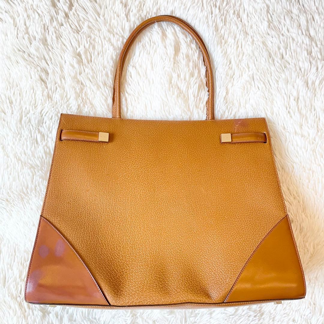 バッグ Max Mara Leather Tote Bag Brown Camel A4