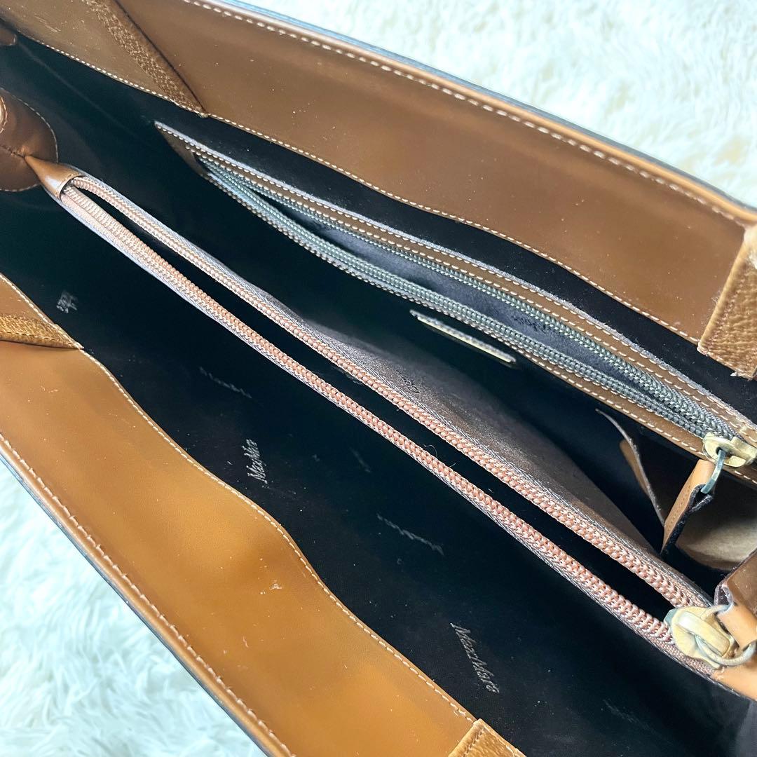 バッグ Max Mara Leather Tote Bag Brown Camel A4