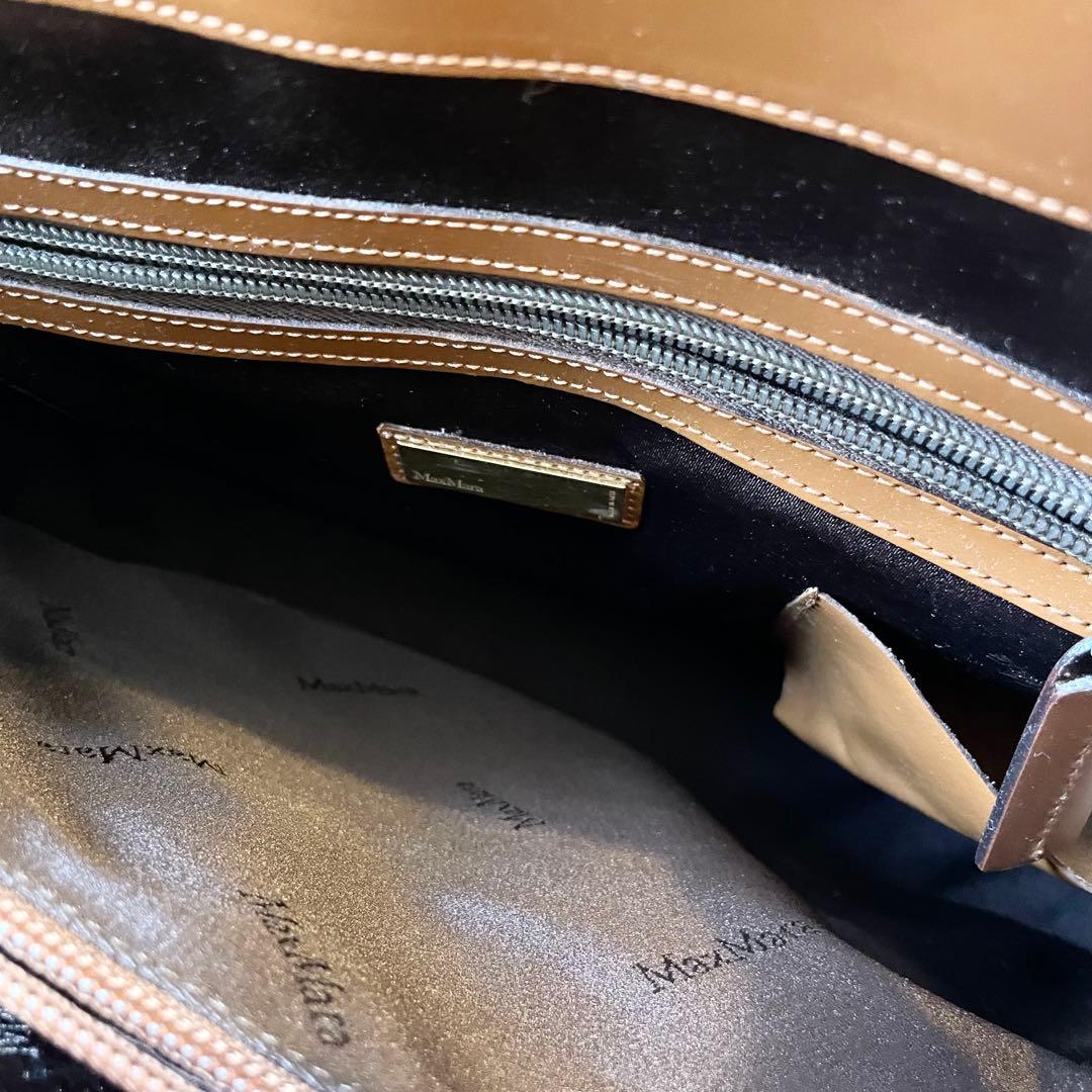 バッグ Max Mara Leather Tote Bag Brown Camel A4