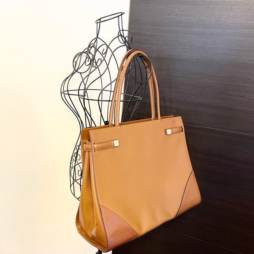 バッグ Max Mara Leather Tote Bag Brown Camel A4