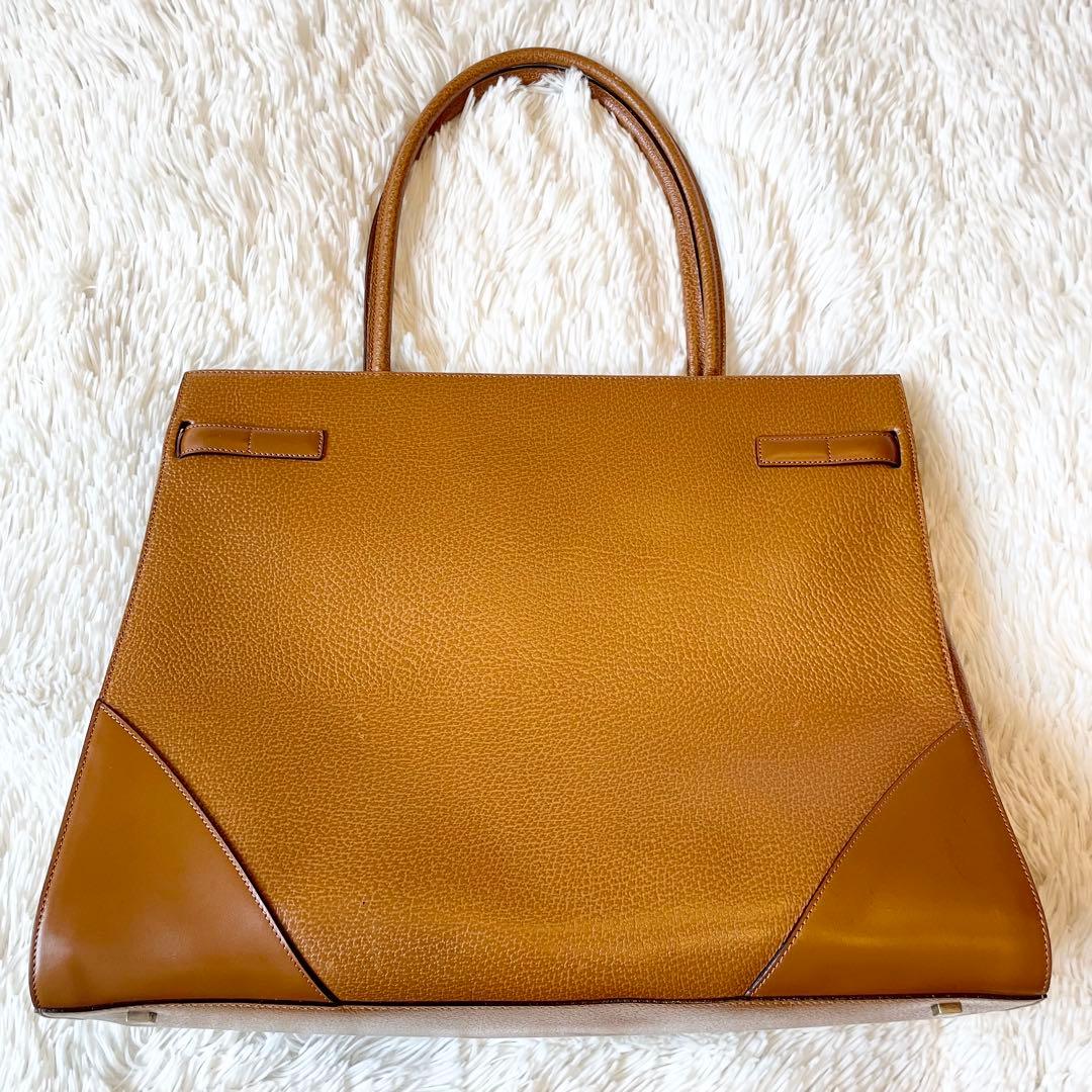 バッグ Max Mara Leather Tote Bag Brown Camel A4