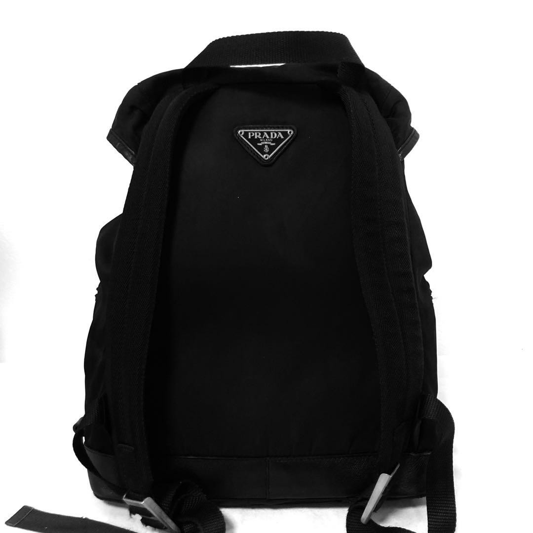 良品　大容量　プラダ　PRADA リュック　バックパック　ナイロン　レザー　黒