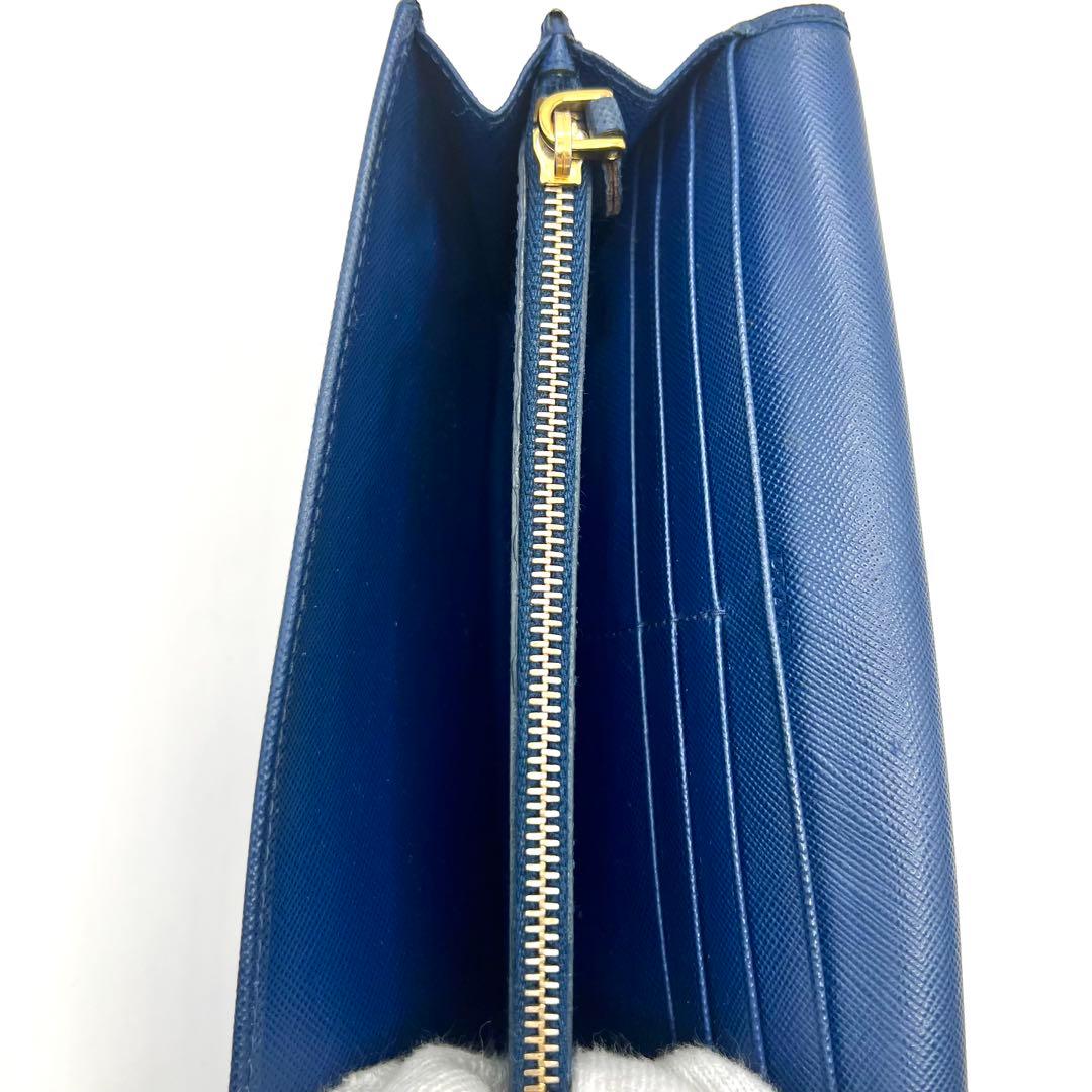PRADA プラダ サフィアーノ 長財布 二つ折り 青 リボン 人気 フラップ