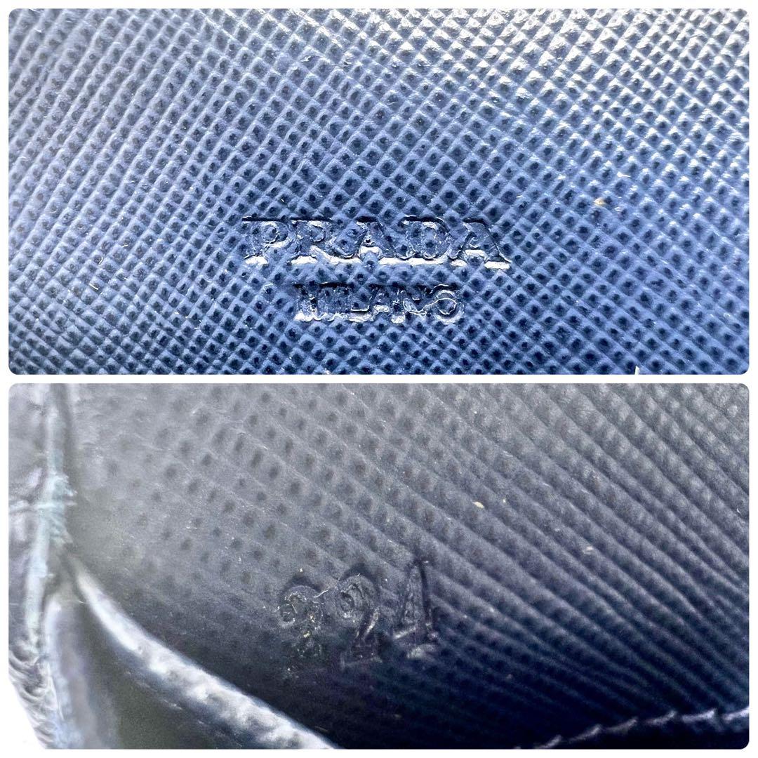 PRADA プラダ サフィアーノ 長財布 二つ折り 青 リボン 人気 フラップ