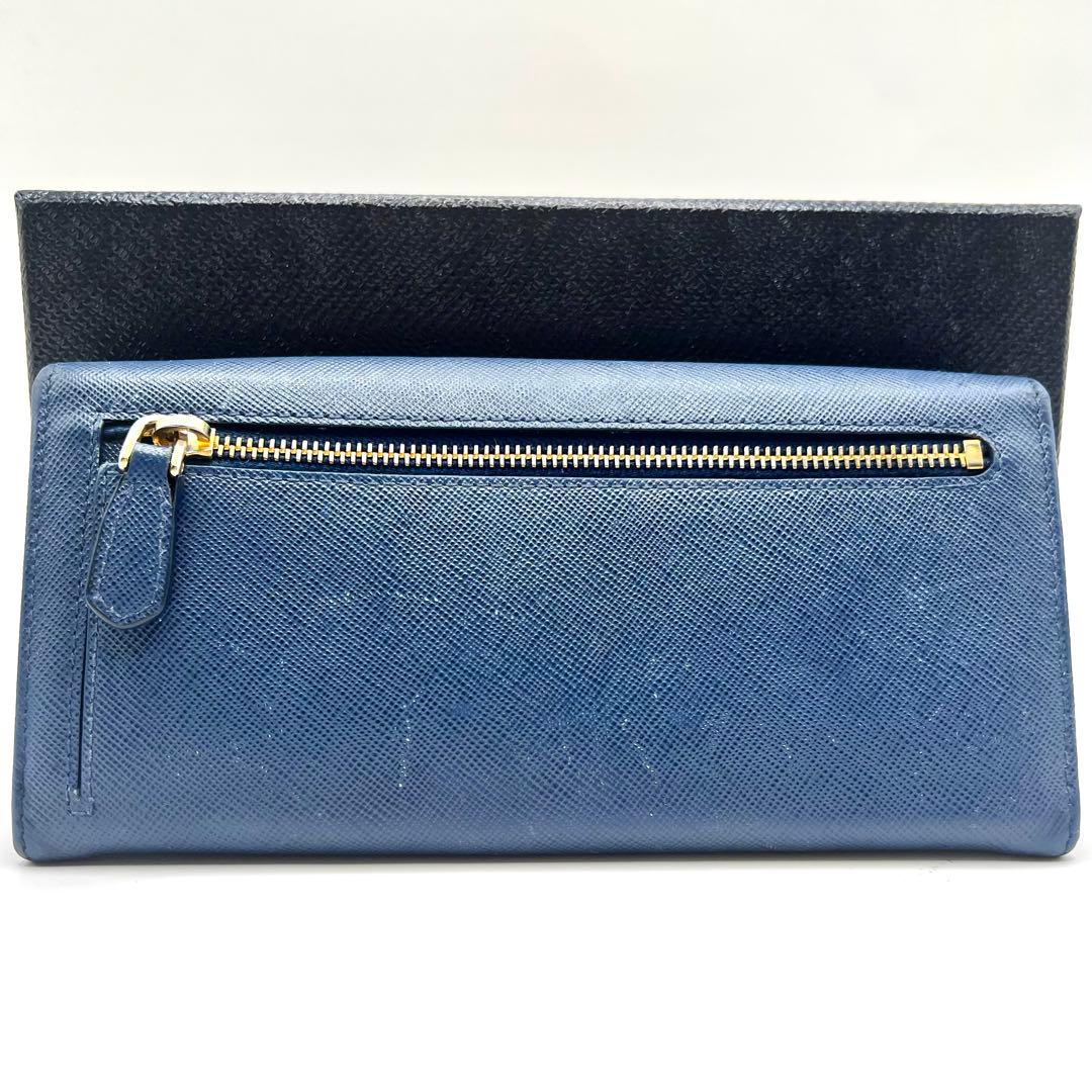 PRADA プラダ サフィアーノ 長財布 二つ折り 青 リボン 人気 フラップ