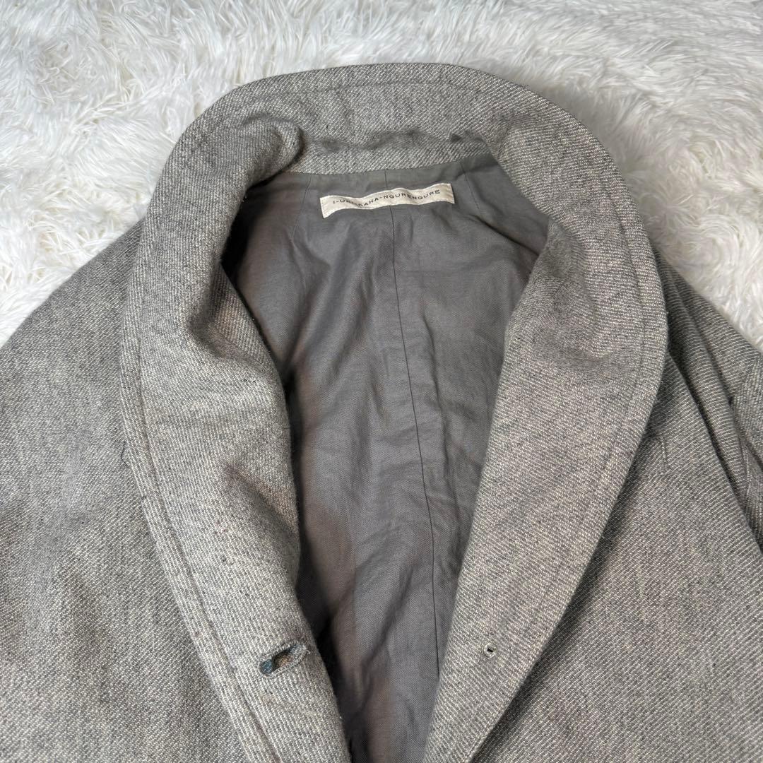 かぐれ kagure 軽いウールリネン混 ロングコート 杢グレー FREE