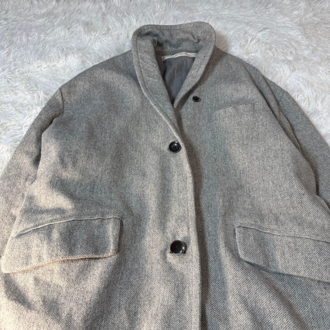 かぐれ kagure 軽いウールリネン混 ロングコート 杢グレー FREE
