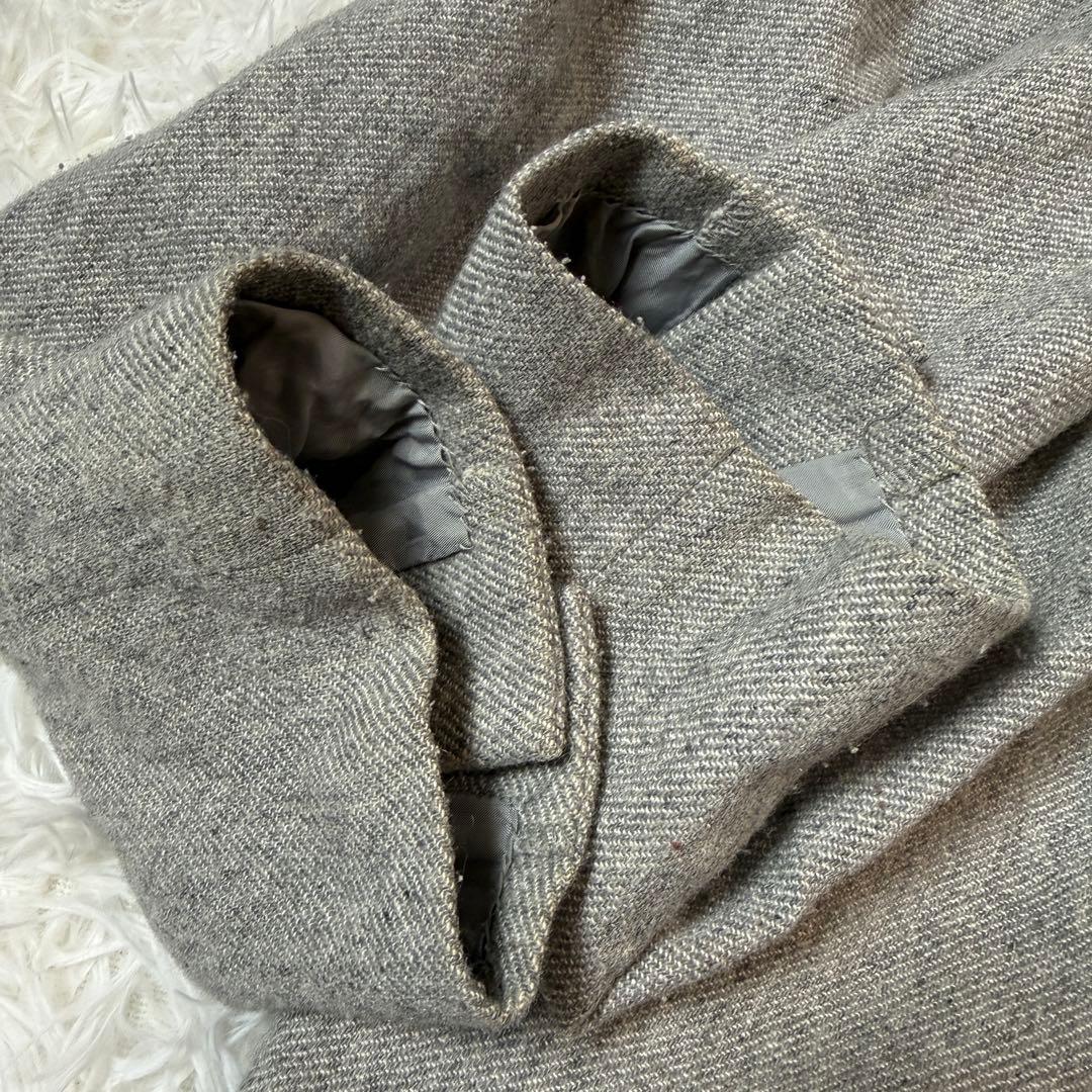 かぐれ kagure 軽いウールリネン混 ロングコート 杢グレー FREE