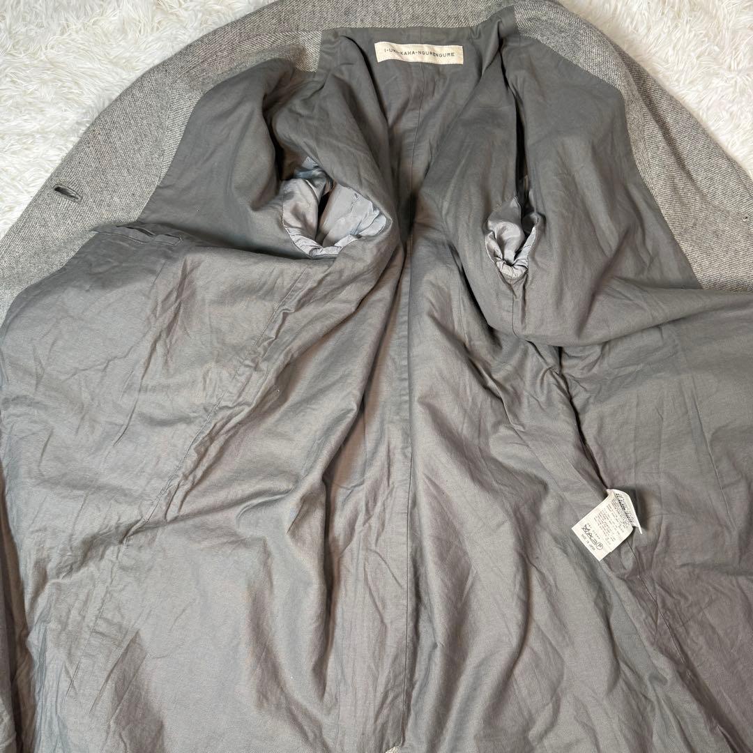 かぐれ kagure 軽いウールリネン混 ロングコート 杢グレー FREE