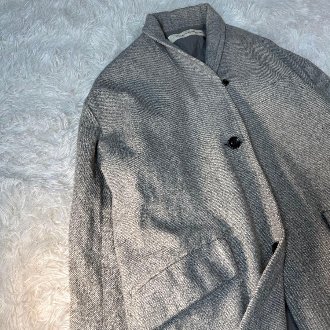 かぐれ kagure 軽いウールリネン混 ロングコート 杢グレー FREE