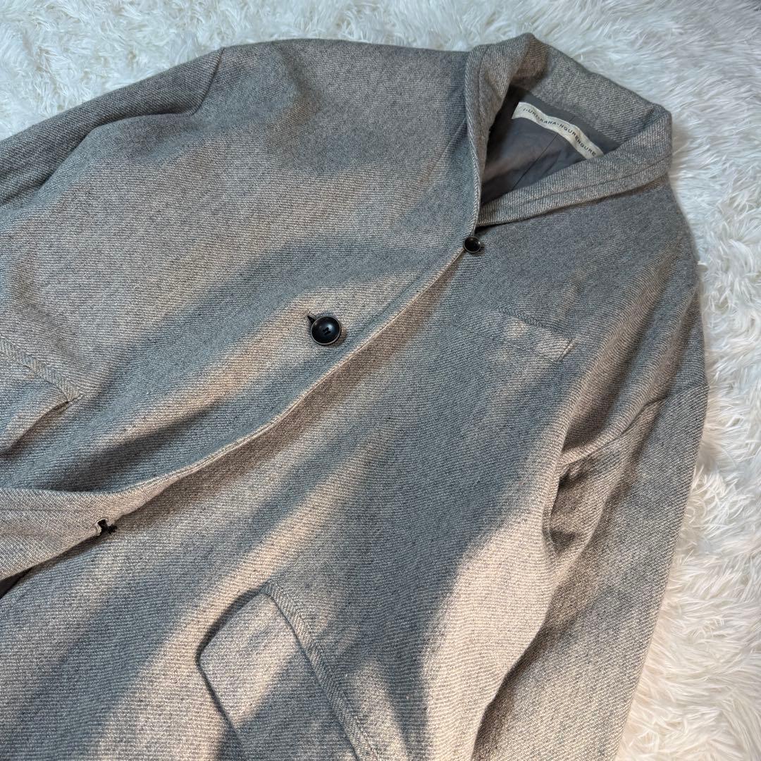 かぐれ kagure 軽いウールリネン混 ロングコート 杢グレー FREE