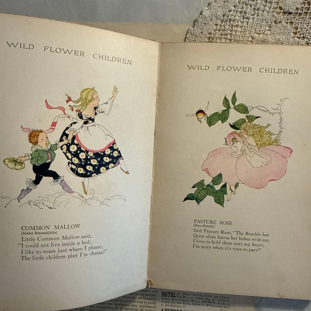 稀少1918年アンティーク美しい挿絵の洋書　絵本　古書ジャンクジャーナル　妖精