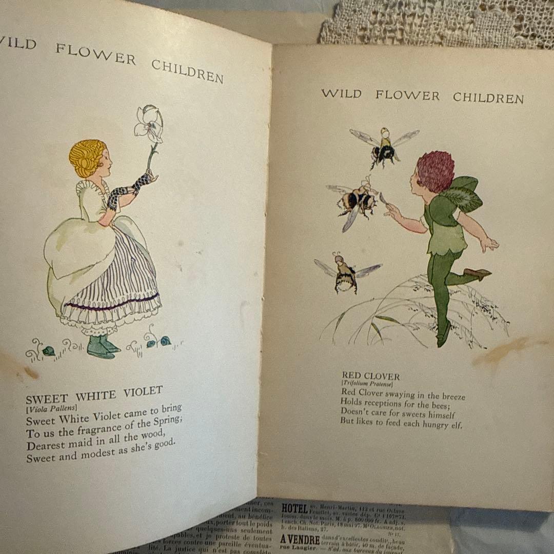 稀少1918年アンティーク美しい挿絵の洋書　絵本　古書ジャンクジャーナル　妖精