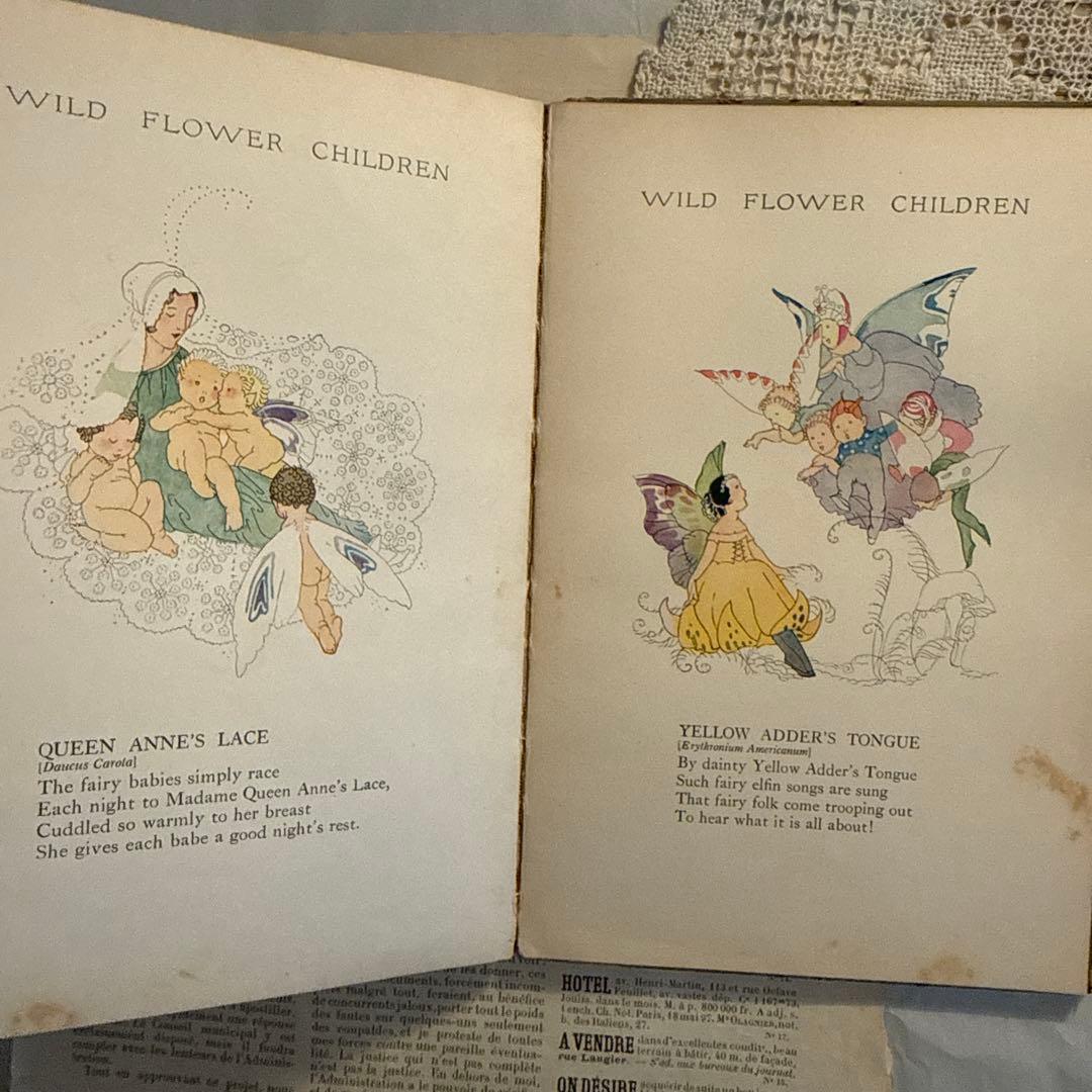 稀少1918年アンティーク美しい挿絵の洋書　絵本　古書ジャンクジャーナル　妖精