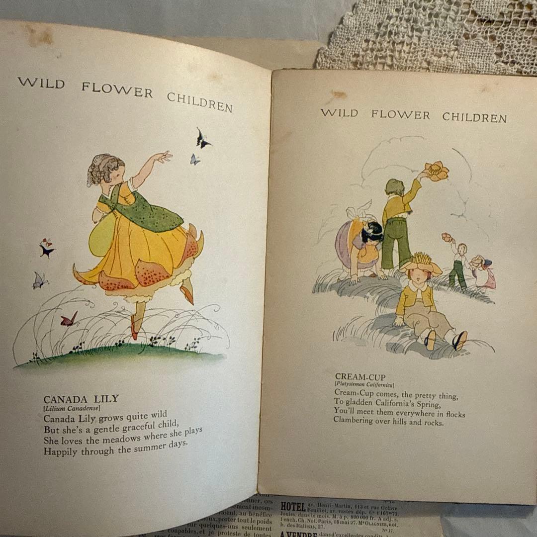 稀少1918年アンティーク美しい挿絵の洋書　絵本　古書ジャンクジャーナル　妖精