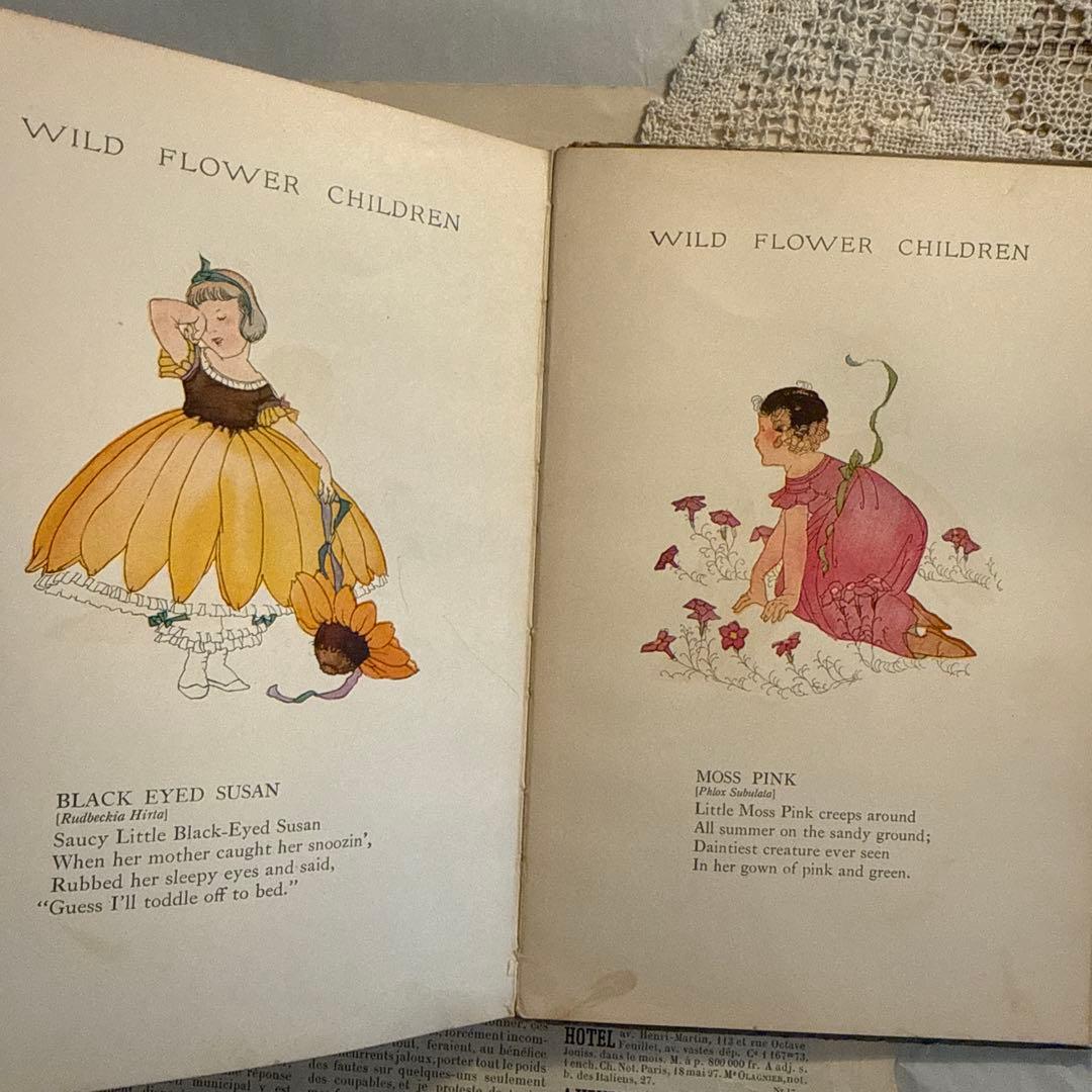 稀少1918年アンティーク美しい挿絵の洋書　絵本　古書ジャンクジャーナル　妖精