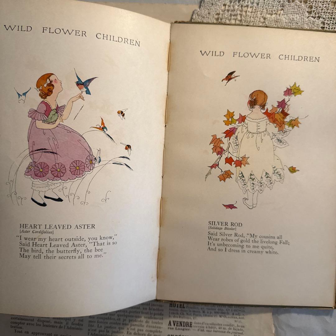 稀少1918年アンティーク美しい挿絵の洋書　絵本　古書ジャンクジャーナル　妖精