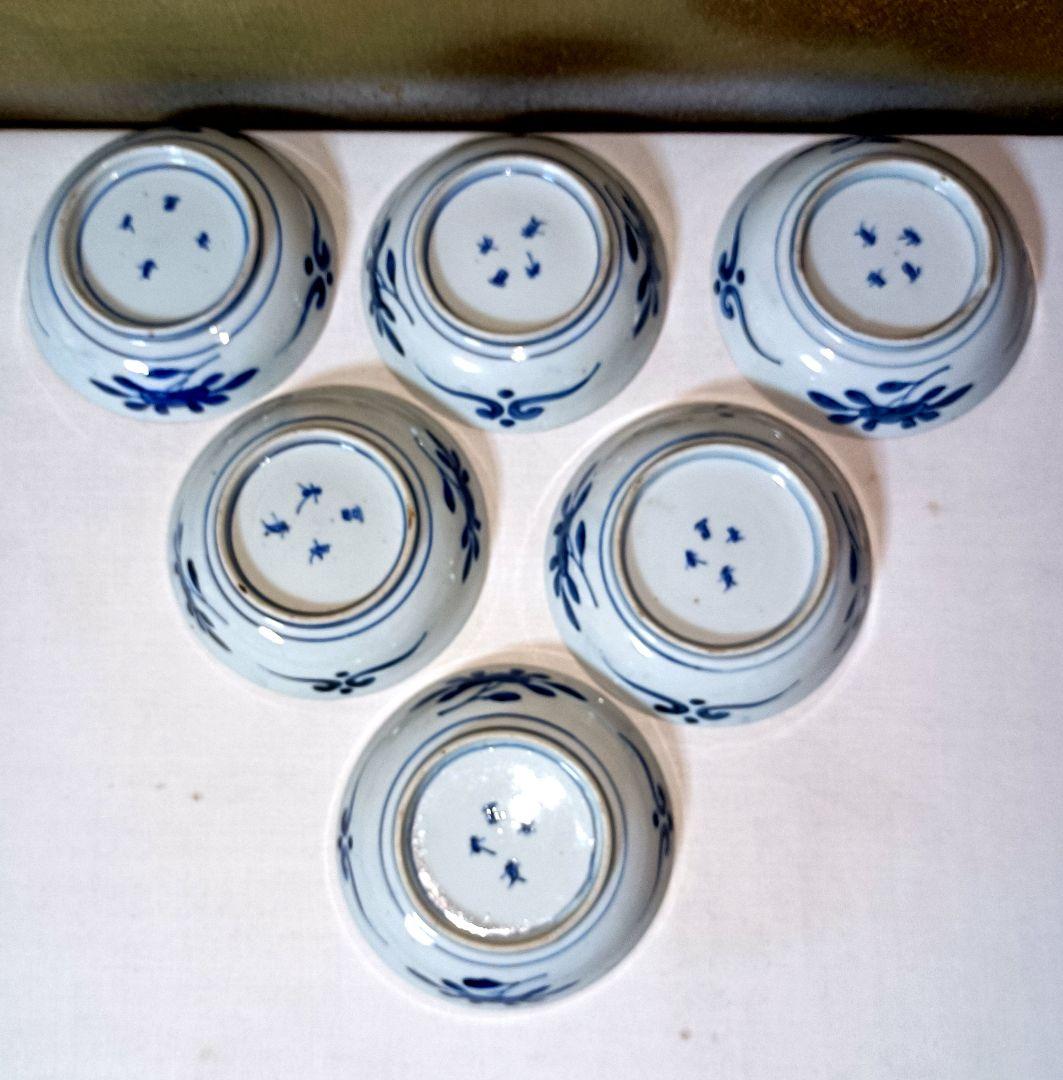 SORA　明治時代の錦手大猪口、色付小皿、金彩色絵小皿各６客計１８客セット