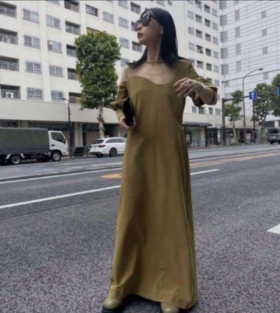 ワンピース Ameri LAKE CURVE TRICOT RIB DRESS