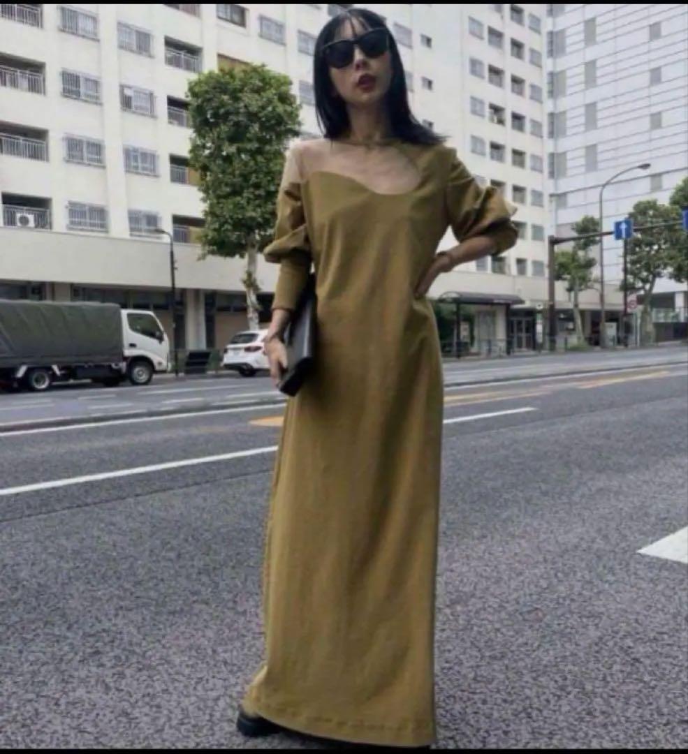 ワンピース Ameri LAKE CURVE TRICOT RIB DRESS