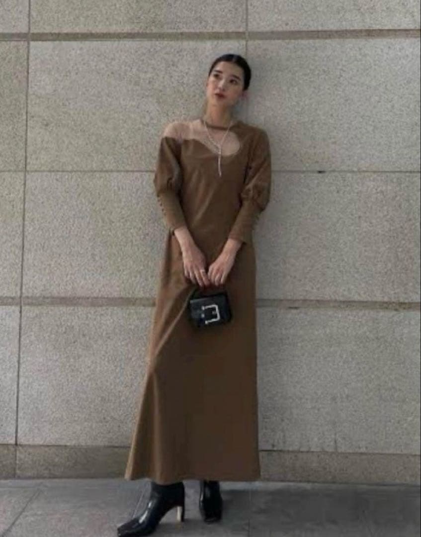 ワンピース Ameri LAKE CURVE TRICOT RIB DRESS