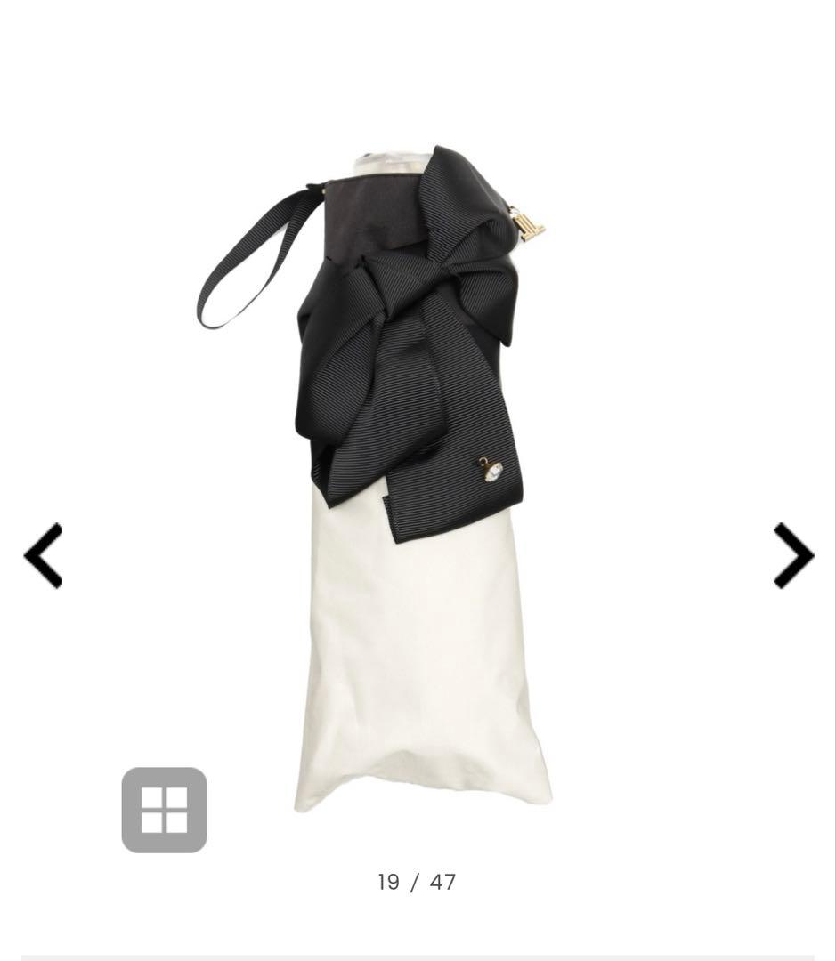 LANVIN ビジューリボン　晴雨兼用　折りたたみ日傘