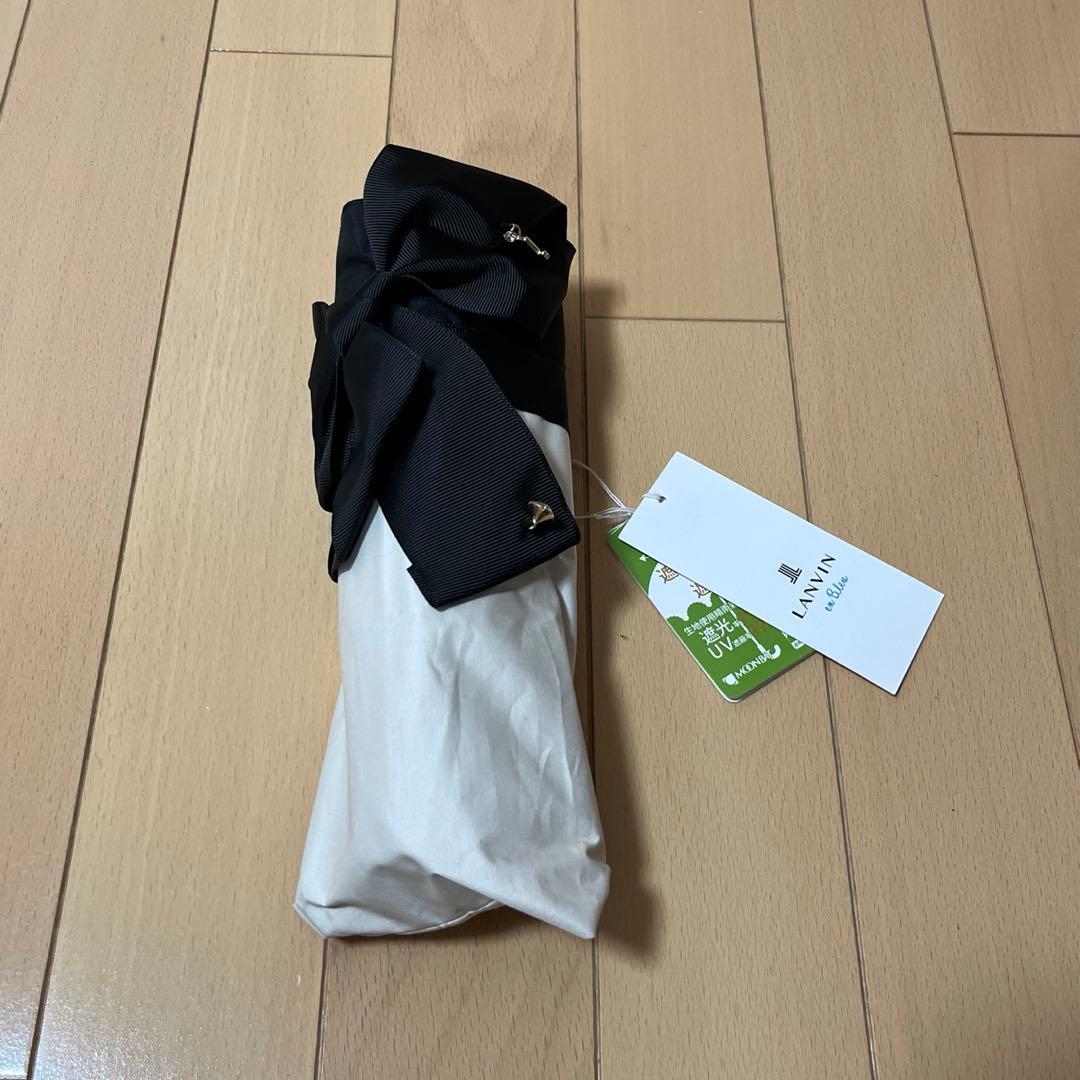 LANVIN ビジューリボン　晴雨兼用　折りたたみ日傘