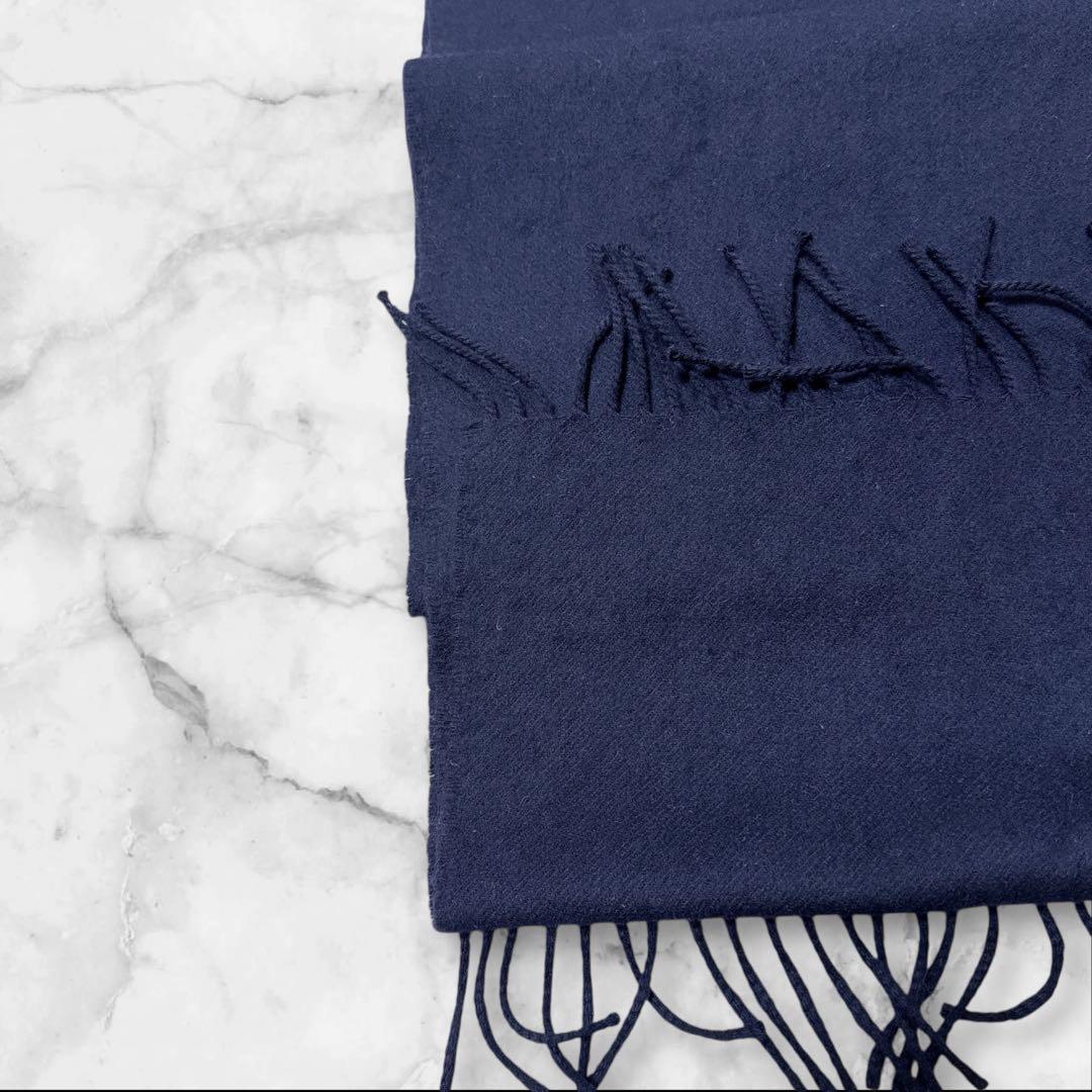 ジョンストンズ　中判　マフラー　180×35 ネイビー　旧タグ　レア　ウール