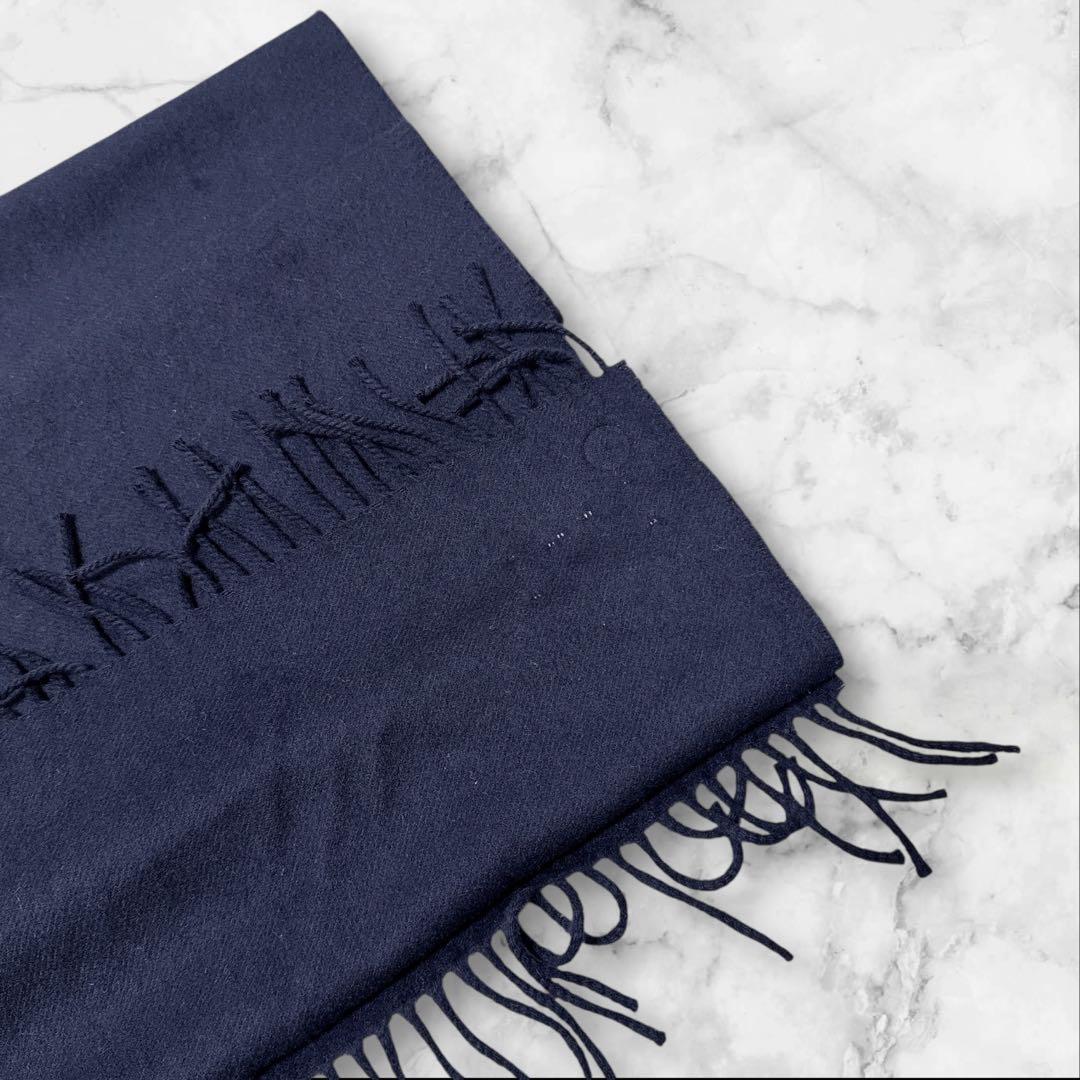 ジョンストンズ　中判　マフラー　180×35 ネイビー　旧タグ　レア　ウール