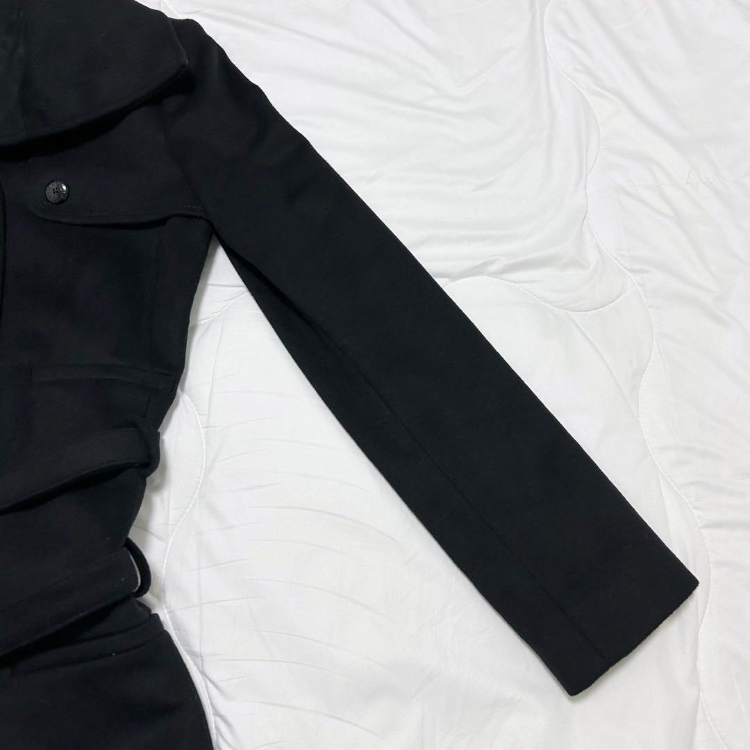 美品　パトリツィアぺぺ　ダブルベルト付き　カシミヤ混　トレンチコート　黒　42