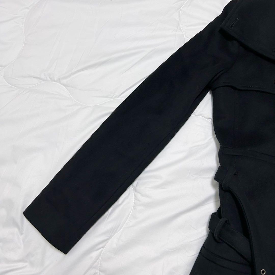 美品　パトリツィアぺぺ　ダブルベルト付き　カシミヤ混　トレンチコート　黒　42